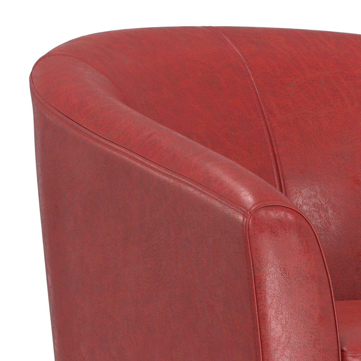 30" Red and Dark Brown Leather Arm Chair