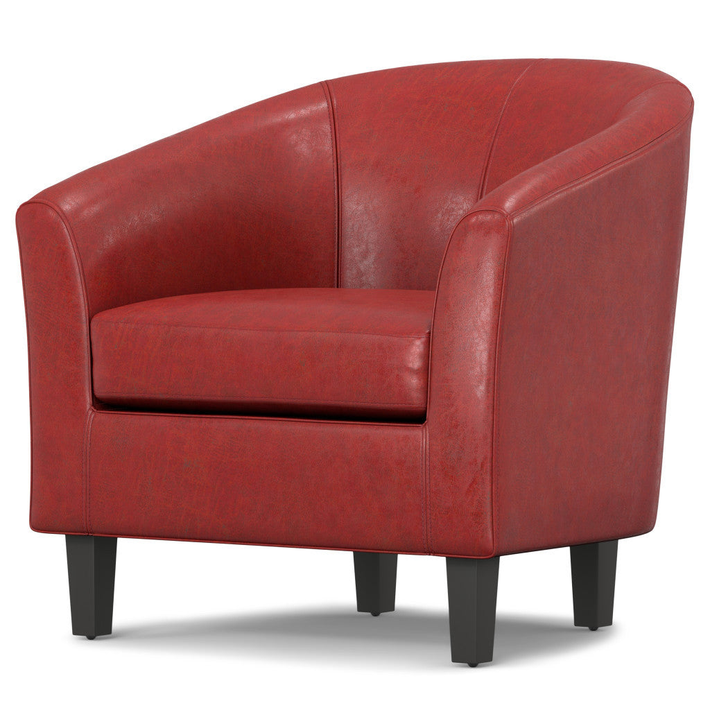 30" Red and Dark Brown Leather Arm Chair