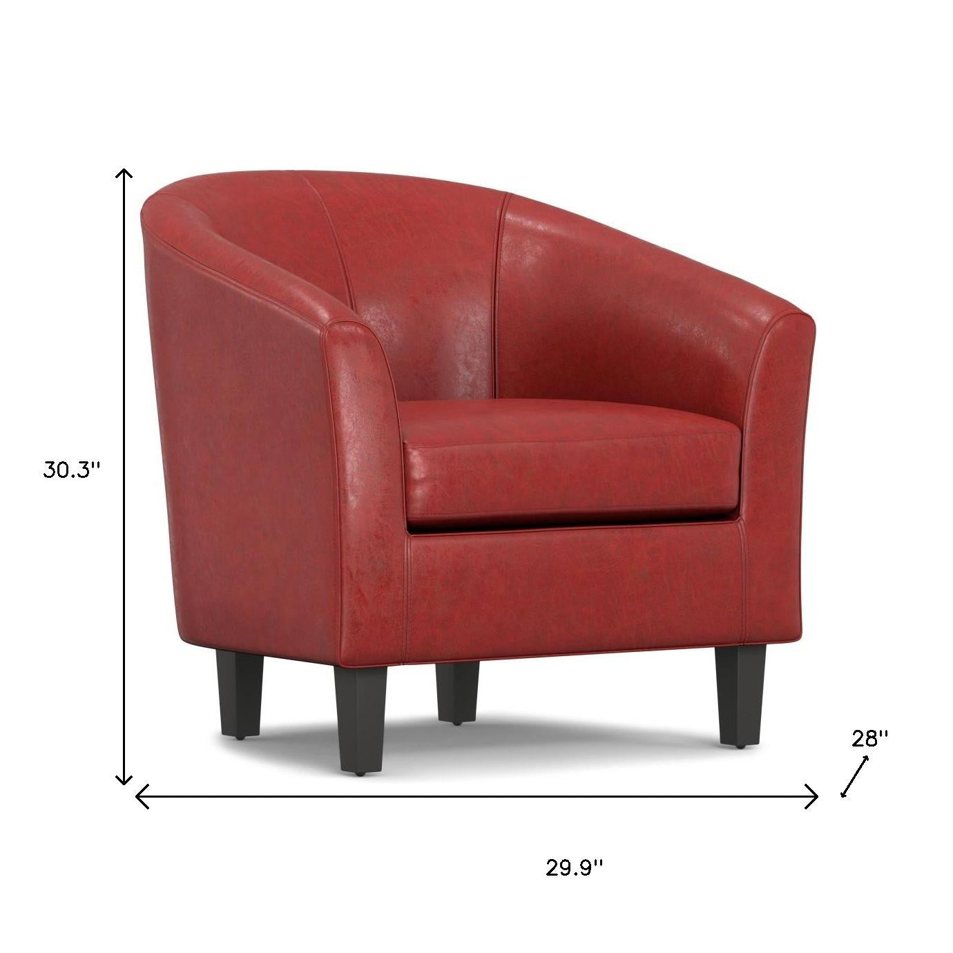 30" Red and Dark Brown Leather Arm Chair