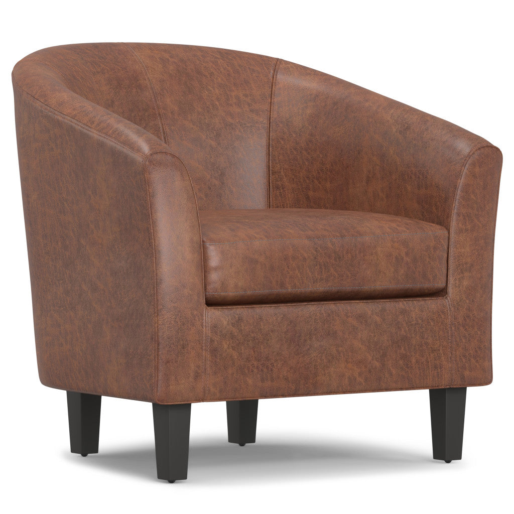 30" Brown and Dark Brown Leather Arm Chair