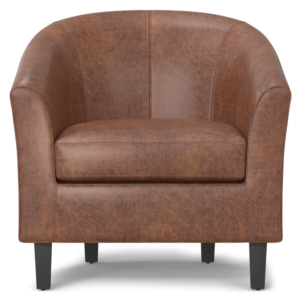 30" Brown and Dark Brown Leather Arm Chair