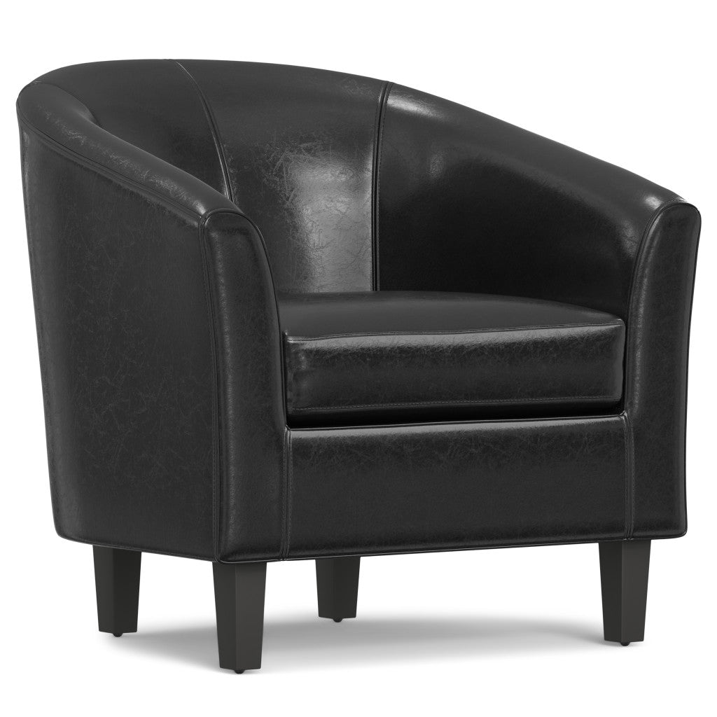 30" Black and Dark Brown Leather Arm Chair