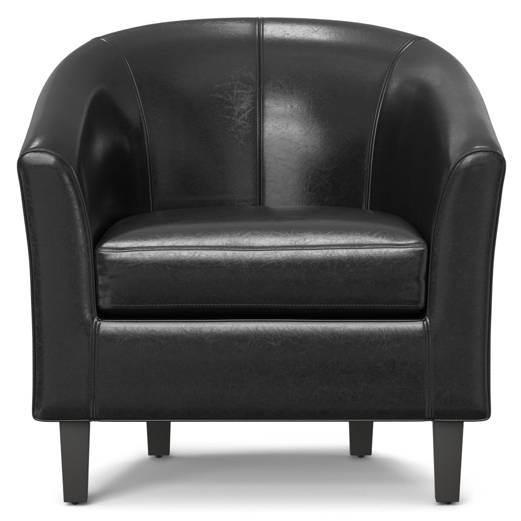 30" Black and Dark Brown Leather Arm Chair