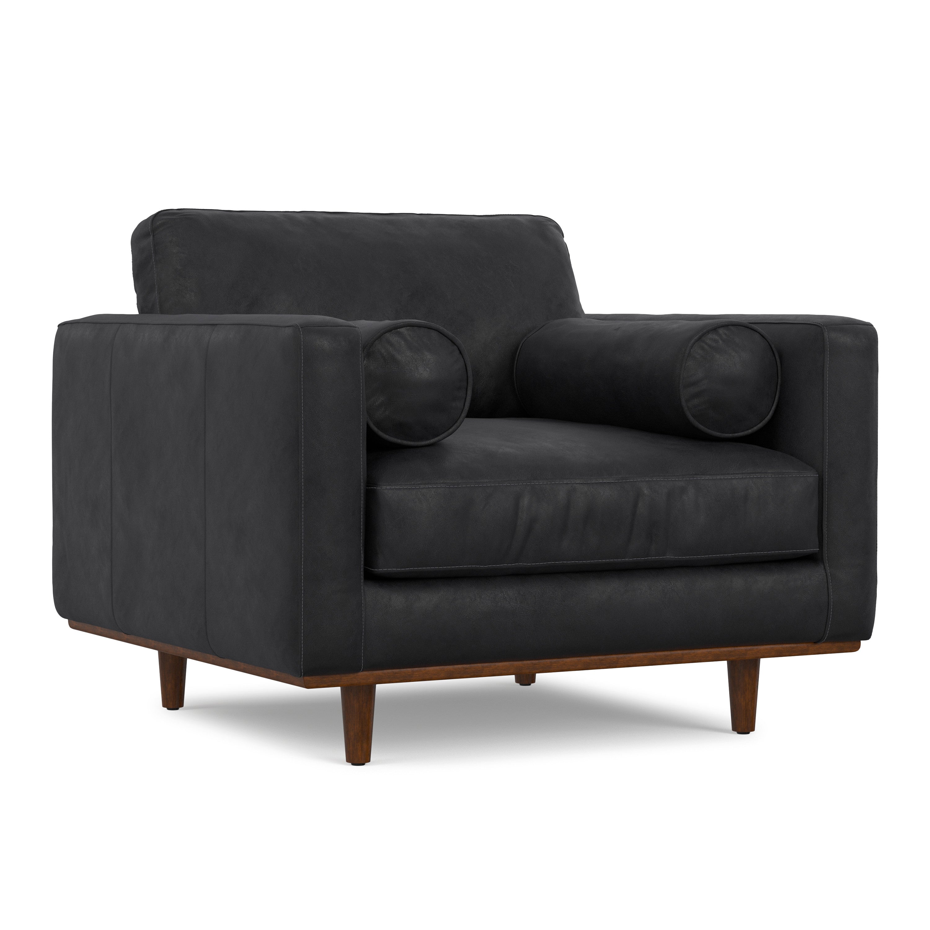 43" Black and Brown Leather Arm Chair