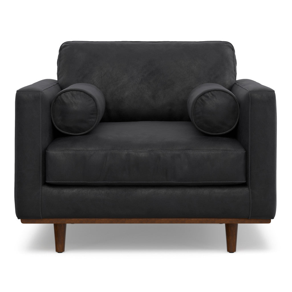 43" Black and Brown Leather Arm Chair