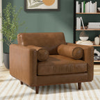 43" Brown Leather Arm Chair