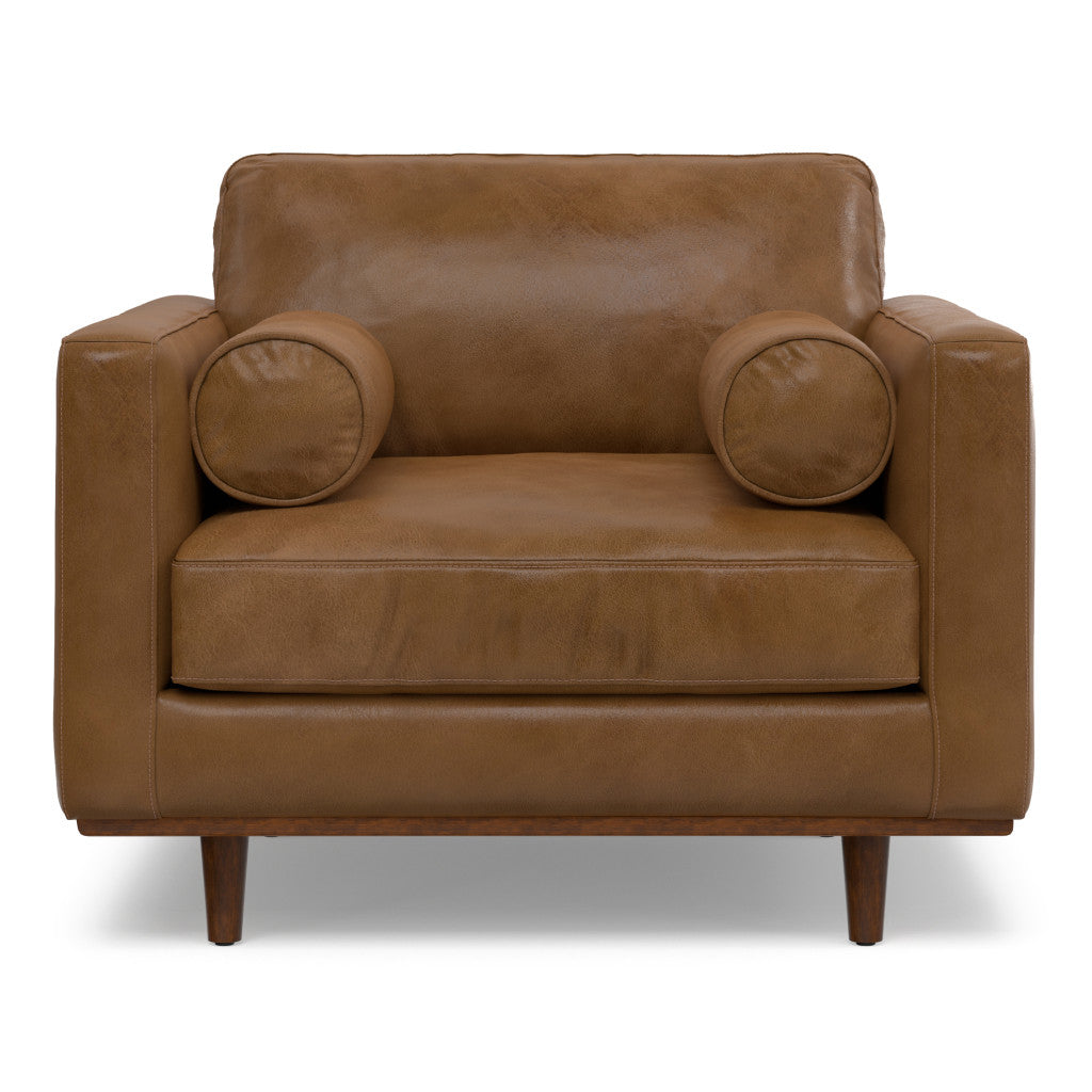 43" Brown Leather Arm Chair