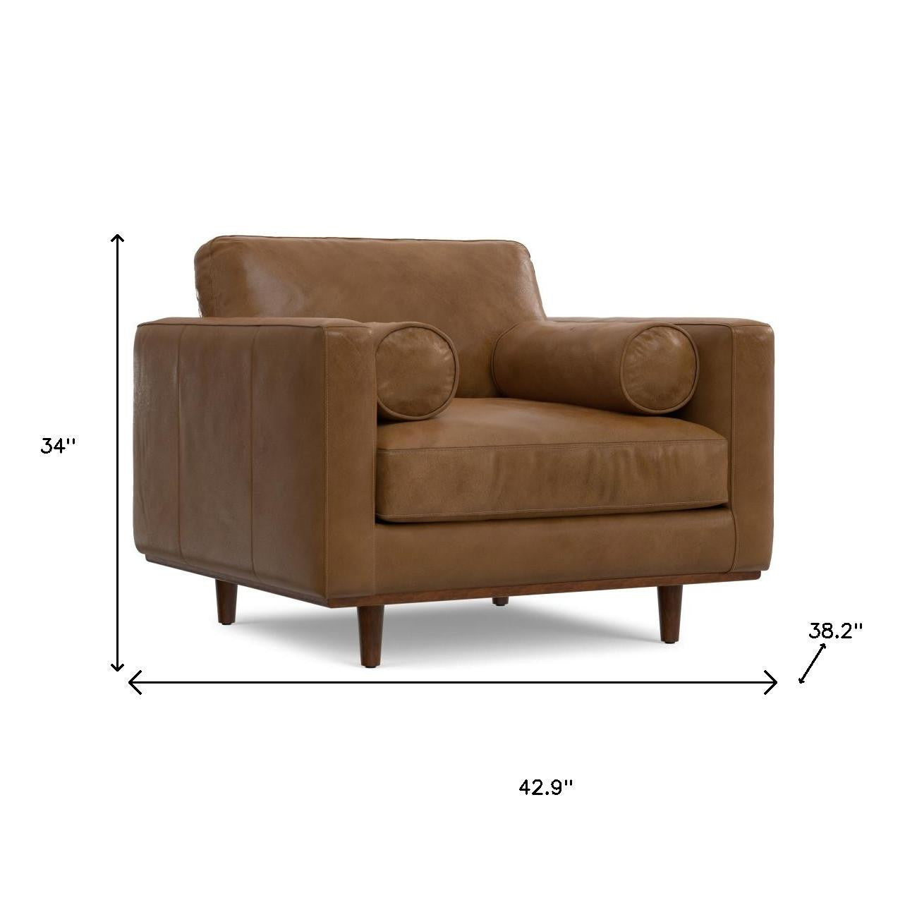 43" Brown Leather Arm Chair