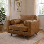 43" Brown Leather Arm Chair