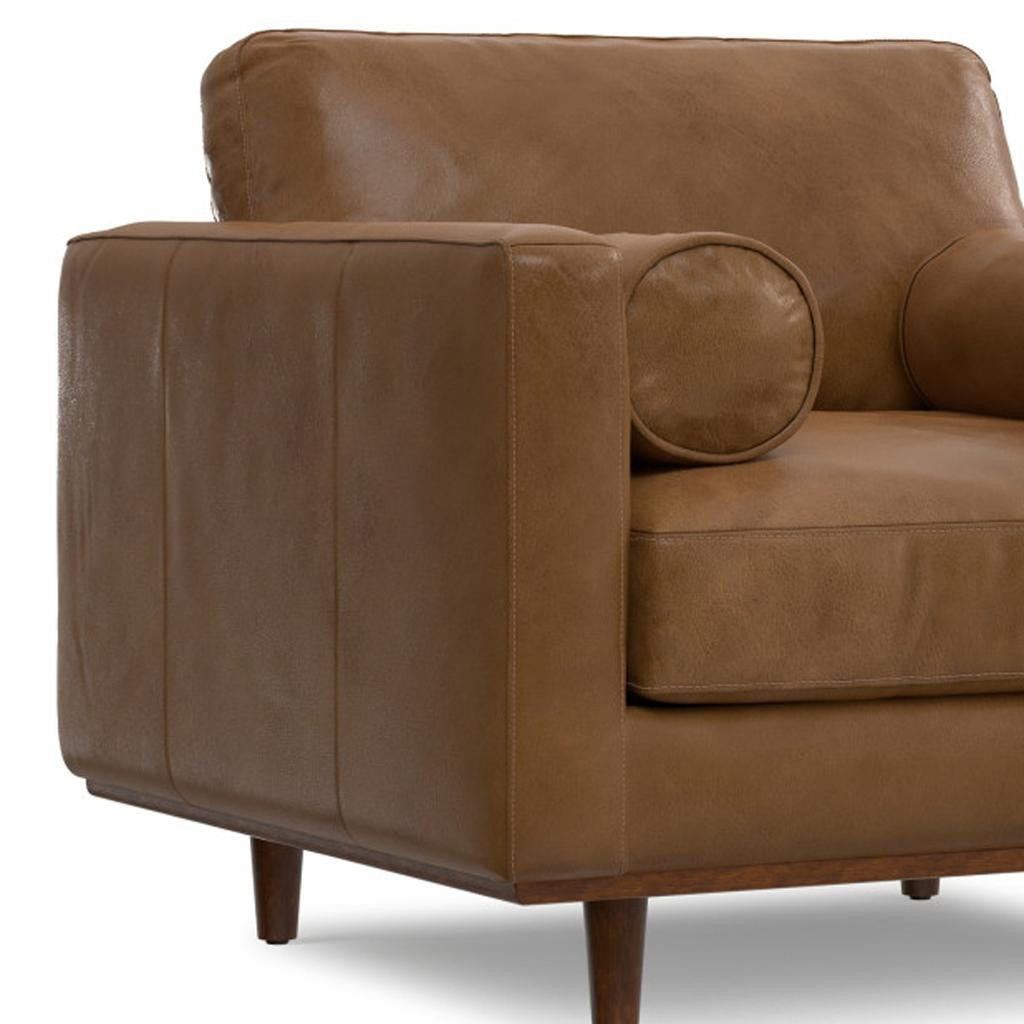 43" Brown Leather Arm Chair