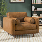 43" Brown Leather Arm Chair