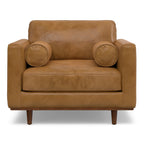 43" Brown Leather Arm Chair