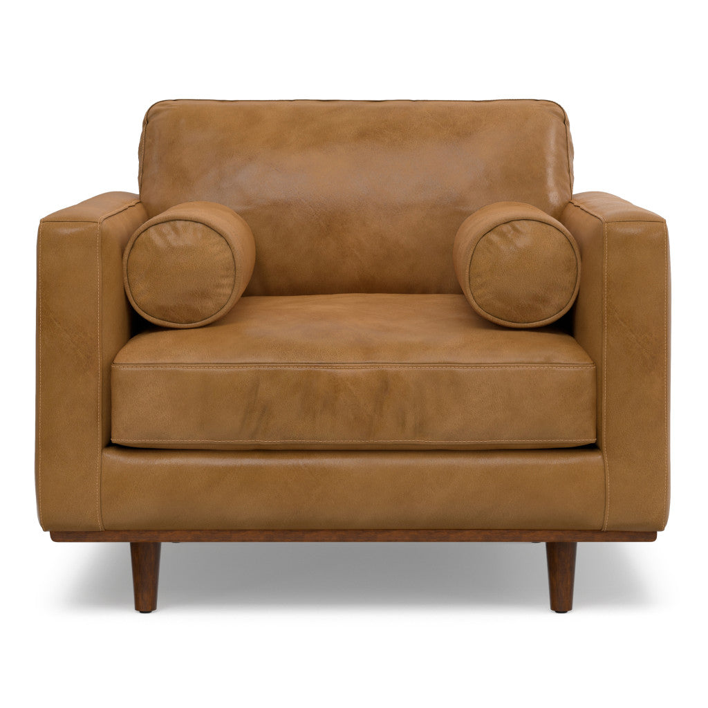 43" Brown Leather Arm Chair