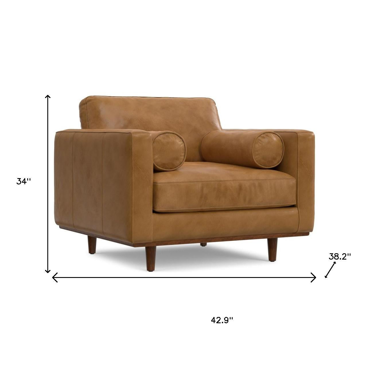 43" Brown Leather Arm Chair