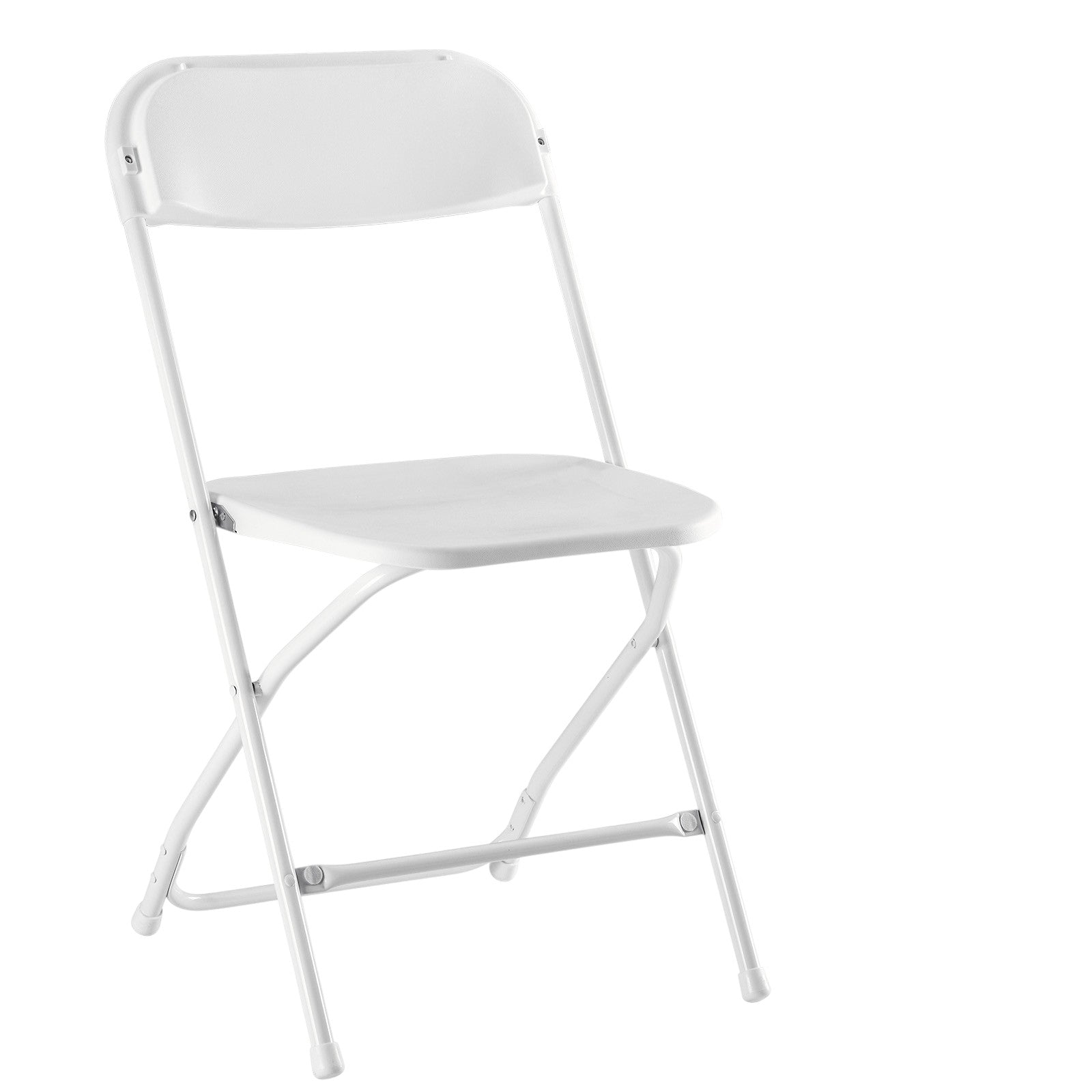 Set of Four White Metal Outdoor Folding Stacking Dining Chairs