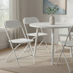 Set of Four White Metal Outdoor Folding Stacking Dining Chairs
