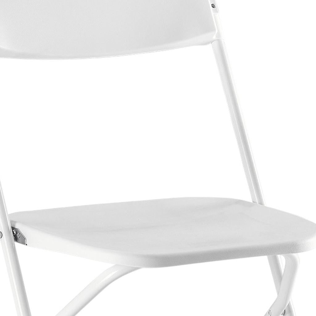Set of Four White Metal Outdoor Folding Stacking Dining Chairs