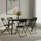 Set of Six Black Metal Outdoor Folding Stacking Dining Chairs