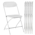 Set of Six White Metal Outdoor Folding Stacking Dining Chairs