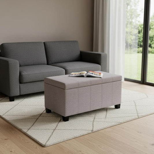36" Dark Brown and Cloud Upholstery Storage Ottoman