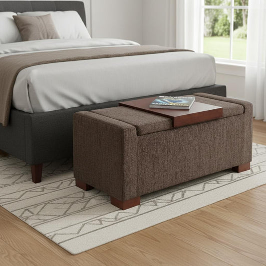 43" Brown Upholstery Storage Ottoman