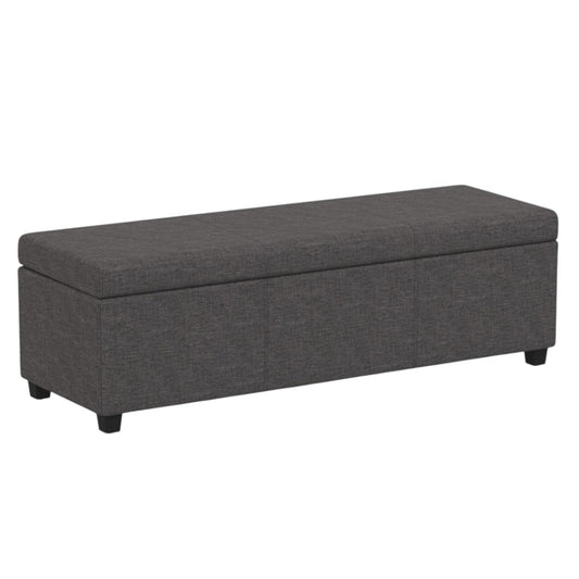 54" Dark Brown and Slate Gray Upholstery Storage Ottoman