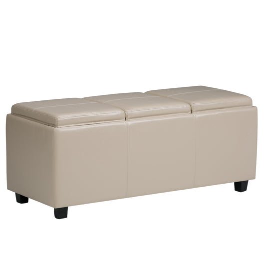 42" Dark Brown and Cream Upholstery Storage Ottoman