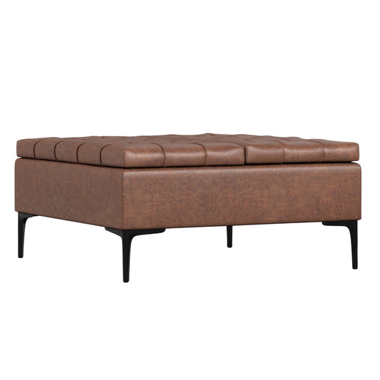 36" Black and Brown Upholstery Storage Ottoman