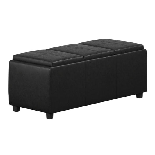 42" Dark Brown and Black Upholstery Storage Ottoman