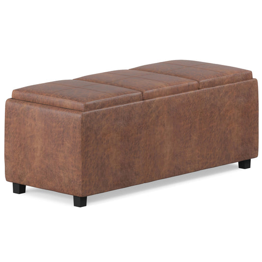 42" Dark Brown and Brown Upholstery Storage Ottoman