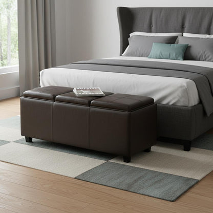 42" Dark Brown and Chocolate Upholstery Storage Ottoman