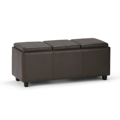 42" Dark Brown and Chocolate Upholstery Storage Ottoman