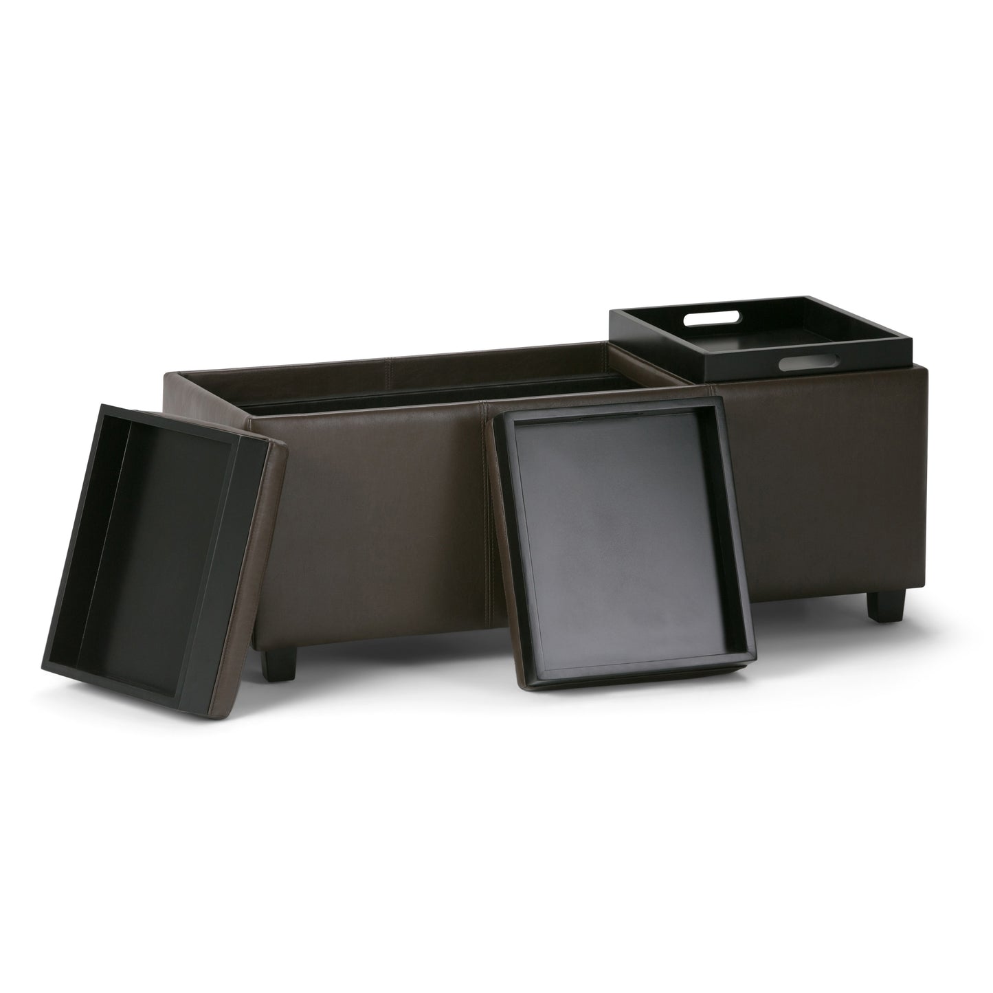 42" Dark Brown and Chocolate Upholstery Storage Ottoman