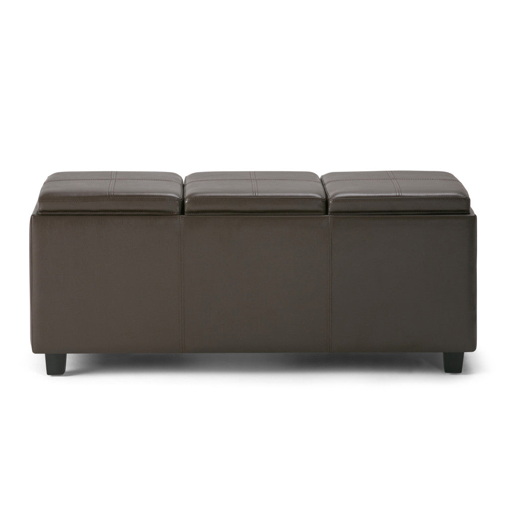 42" Dark Brown and Chocolate Upholstery Storage Ottoman