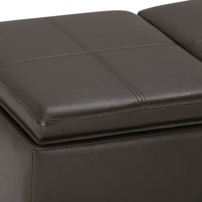 42" Dark Brown and Chocolate Upholstery Storage Ottoman