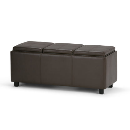 42" Dark Brown and Chocolate Upholstery Storage Ottoman