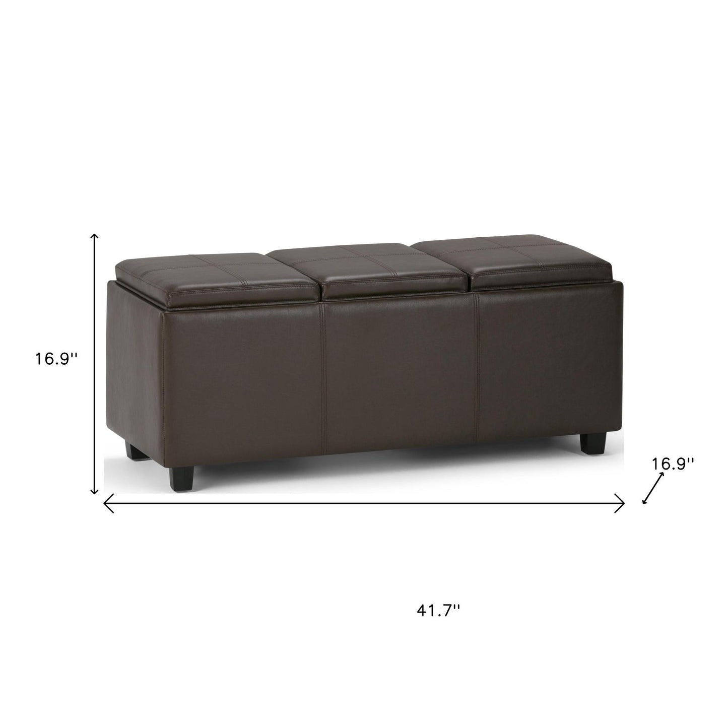 42" Dark Brown and Chocolate Upholstery Storage Ottoman