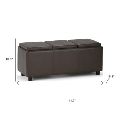 42" Dark Brown and Chocolate Upholstery Storage Ottoman
