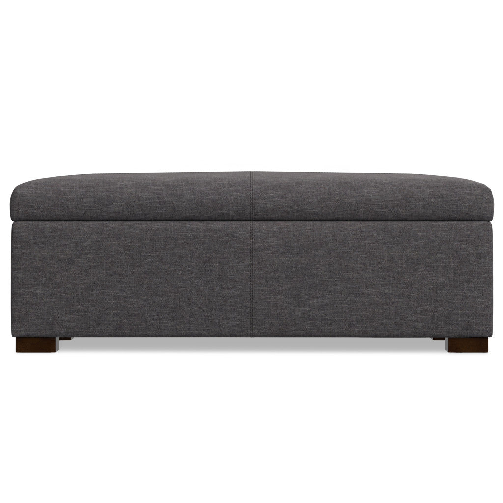 48" Walnut and Slate Gray Upholstery Storage Ottoman