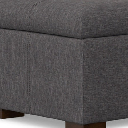 48" Walnut and Slate Gray Upholstery Storage Ottoman