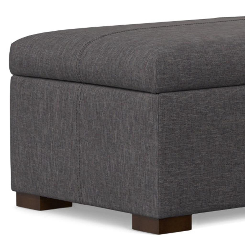 48" Walnut and Slate Gray Upholstery Storage Ottoman