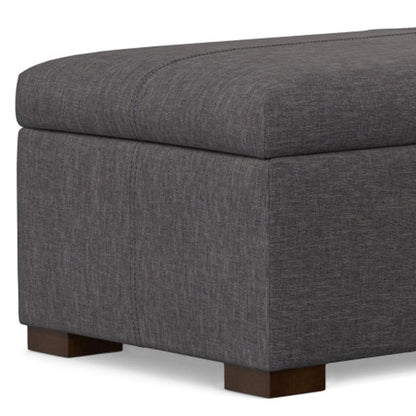 48" Walnut and Slate Gray Upholstery Storage Ottoman