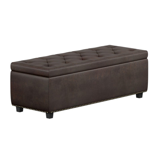 48" Dark Brown and Brown Upholstery Storage Ottoman