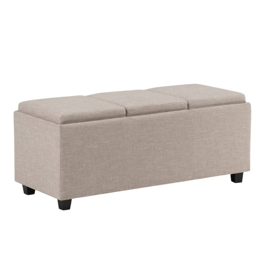 42" Dark Brown and Natural Upholstery Storage Ottoman