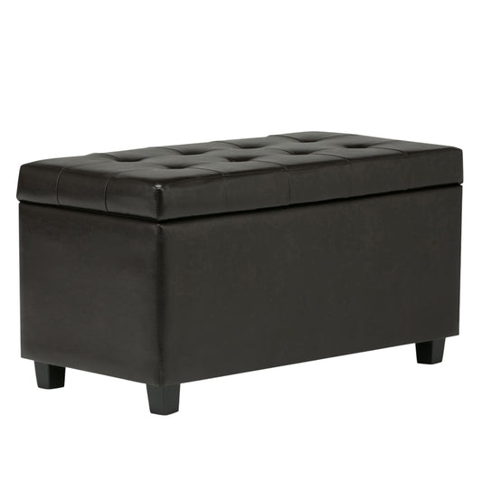 34" Dark Brown and Brown Upholstery Storage Ottoman