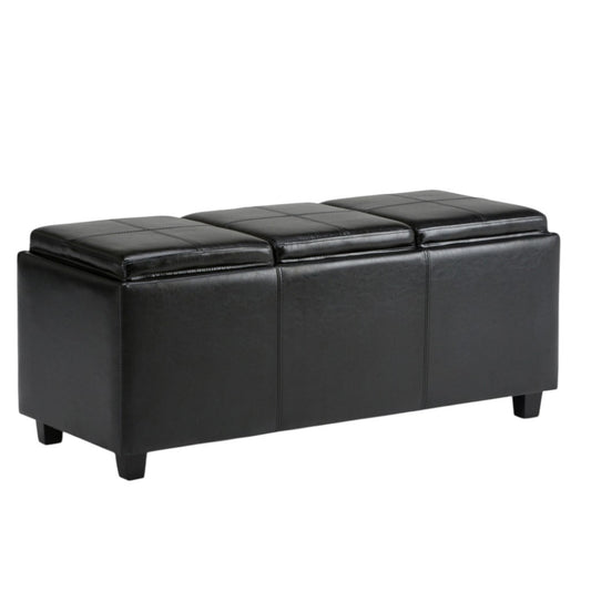 42" Dark Brown and Black Upholstery Storage Ottoman