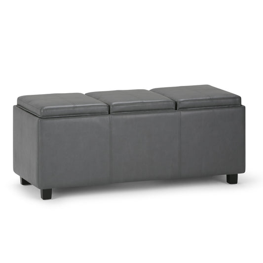 42" Dark Brown and Gray Upholstery Storage Ottoman