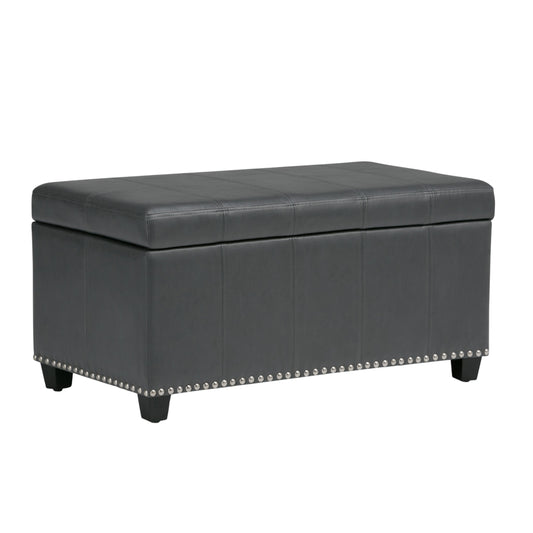 33" Espresso and Gray Upholstery Storage Ottoman