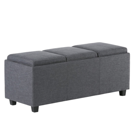 42" Dark Brown and Slate Gray Upholstery Storage Ottoman