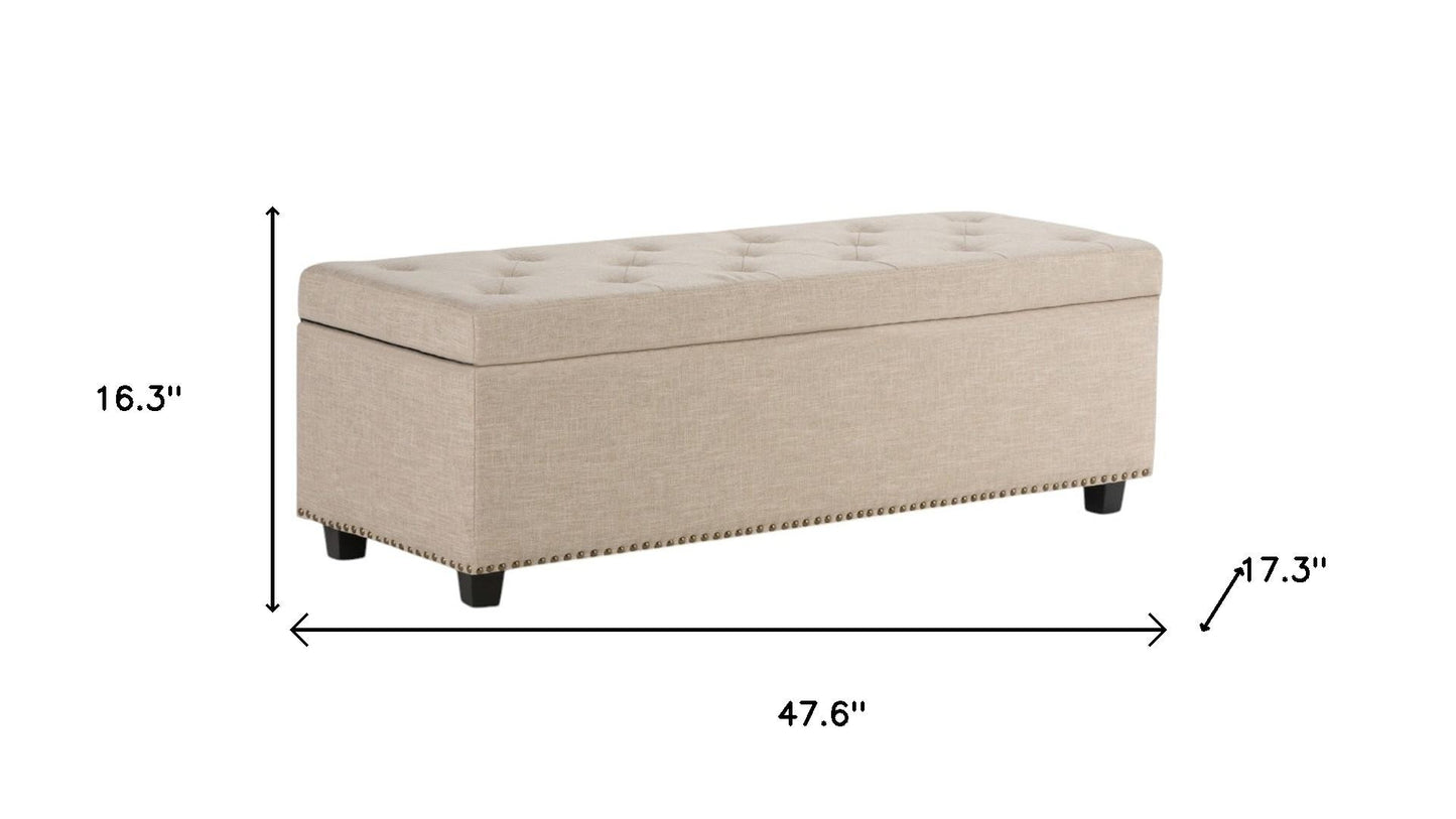 48" Dark Brown and Natural Upholstery Storage Ottoman